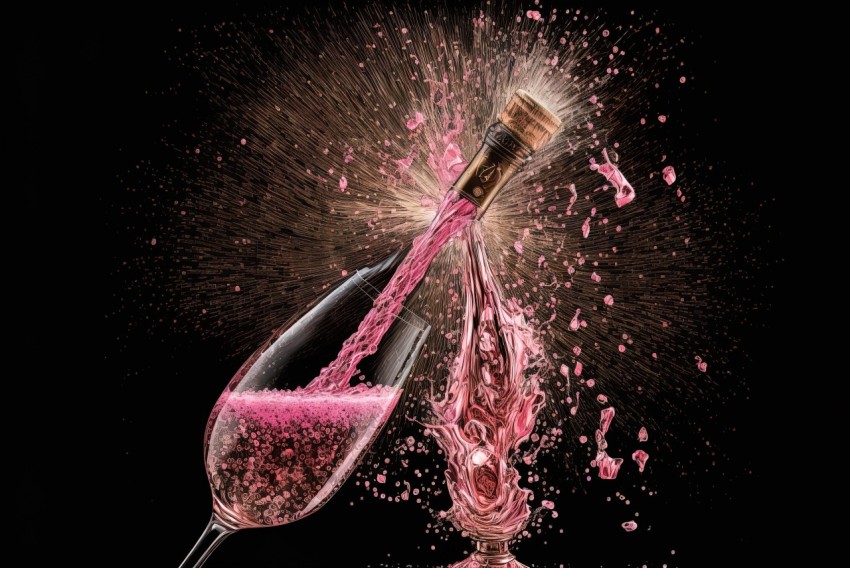 Pink Wine Glass with Splashes - Texture Rich Wimmelbilder Style