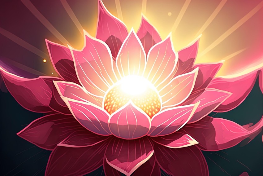 Pink Lotus Flower - Energy-Filled Illustration