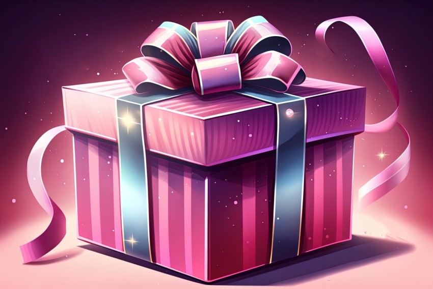 Whimsical Pink Gift Box with Vibrant Color Gradients