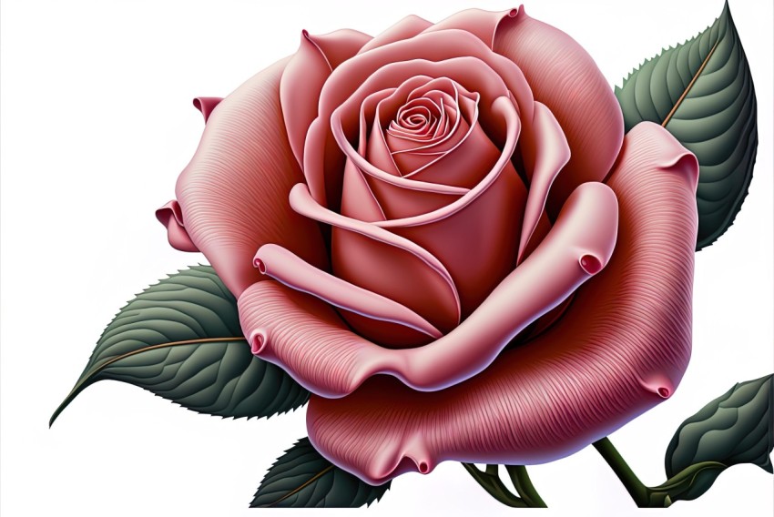 Intricately Detailed Pink Rose Oil Painting | Realistic Hyper-Detailed Rendering