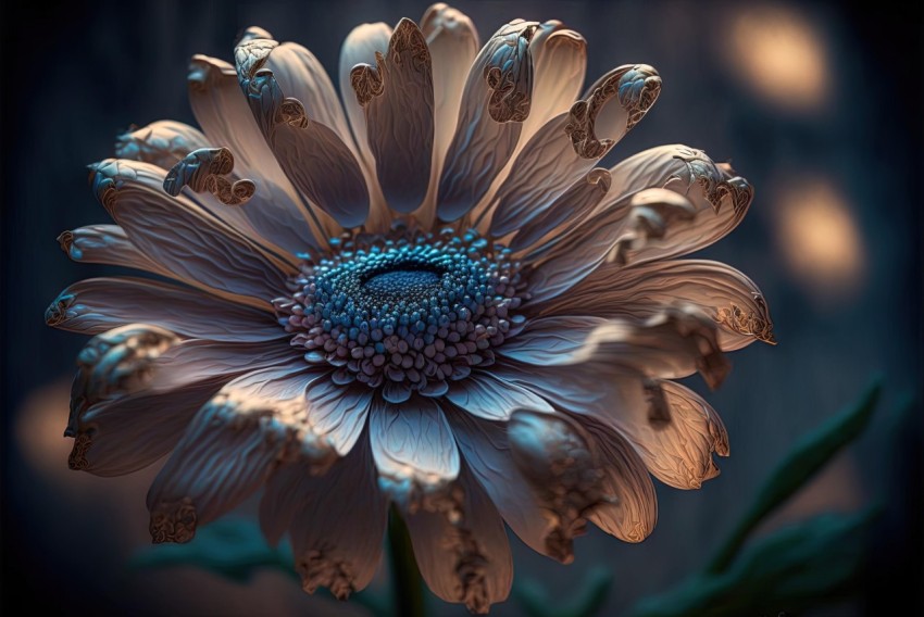 Elegant Dark Colored Flower with Blue Center - Nature-Inspired Art