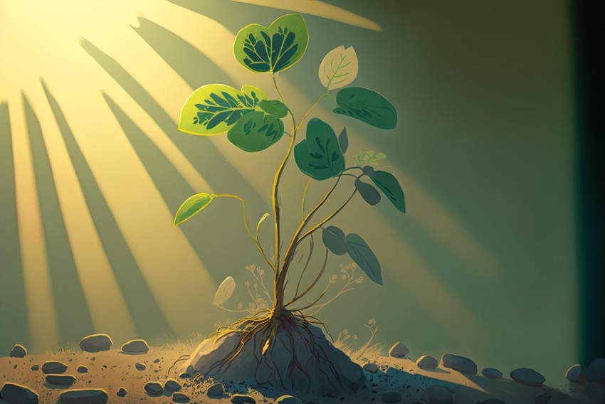 Realistic Plant Illustration with Playful Cartoonish Elements | High-Resolution Editorial Image