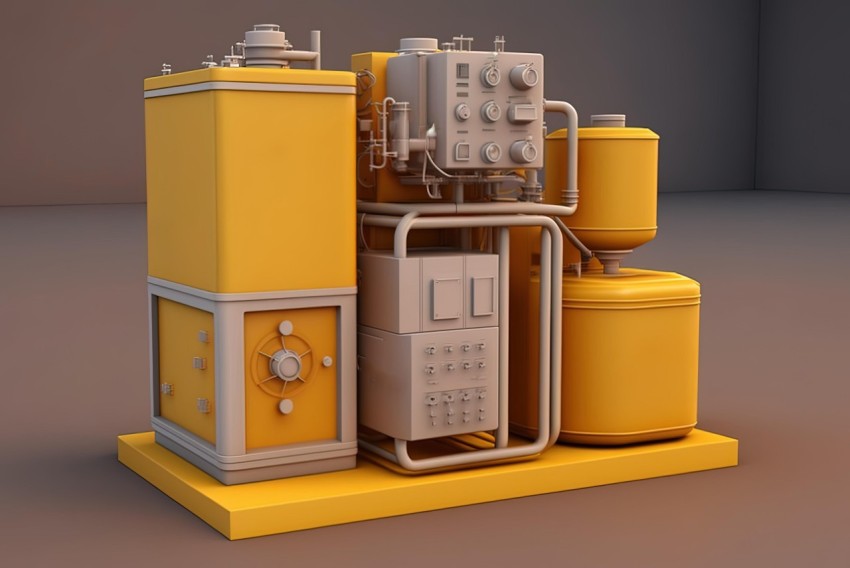 Yellow Oil Refiner 3D Model for Sale | Hyper-Detailed Rendering