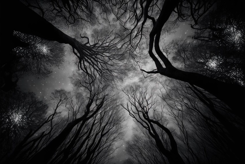Dark Forest at Night - Gothic Dark and Ornate Trees