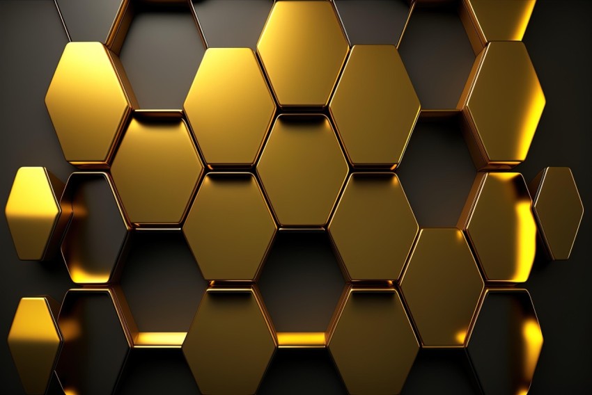 Gold Hexagon Wallpaper - Contrasting Shadows and Interlocking Structures