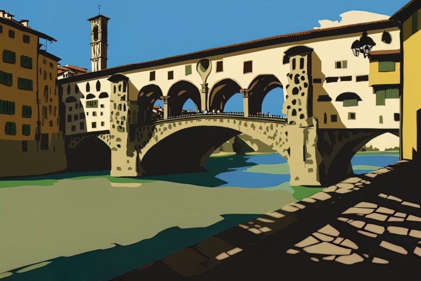 Florence Brighesis Bridge - Pop Art Style Painting
