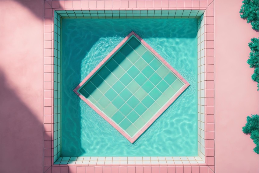 Pink Pool with Diamond in Urban Setting | Symmetrical Compositions
