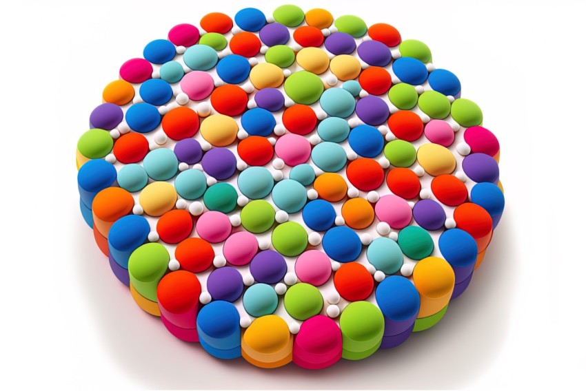 Colorful Balls in Inverted Wheel Shape | Drugcore Style | Lively Tableaus