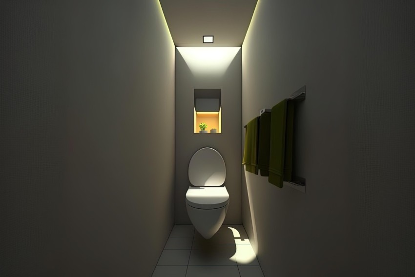 Dark Corner Toilet in Hallway | Global Illumination | Simplified Design