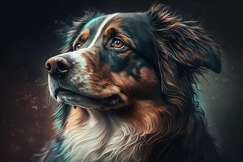 Abstract Rendering of a Dog | Colorful Brushwork | Hyper-Realistic Illustration