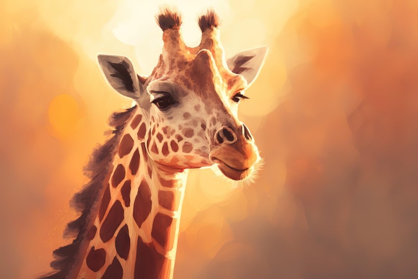 Realistic Giraffe Head Painting - Beautiful Illustration