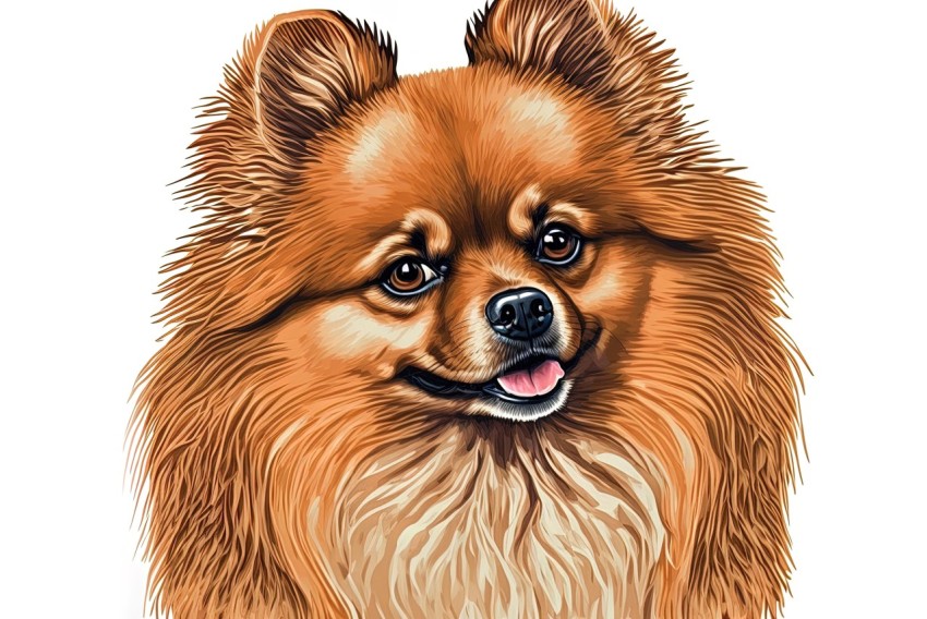 Detailed Pomeranian Dog Illustration with Intense Color Saturation