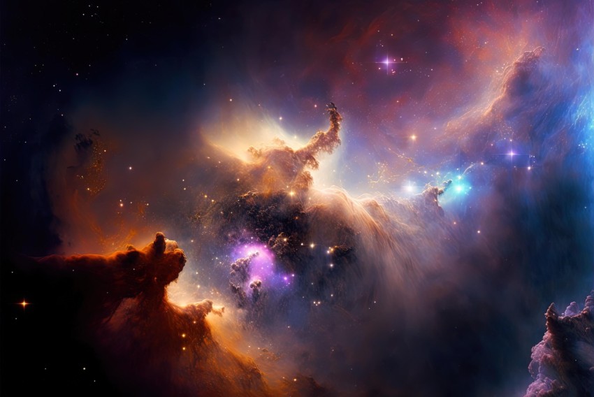 Nebula in Space with Stars - Realistic and Dreamlike Image