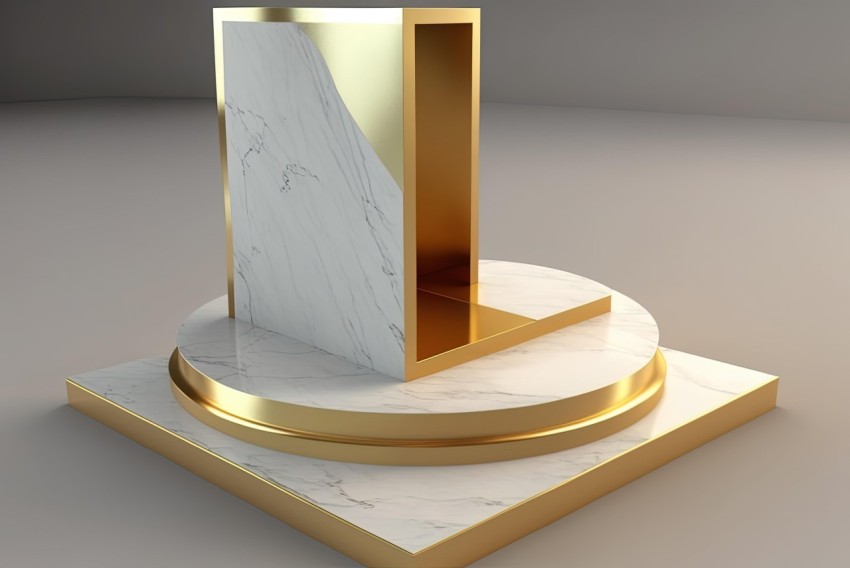Golden Podium on Marble Pedestal | Digital Constructivism Design