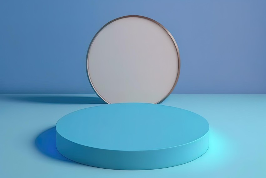 Blue Round Bowl Table on Blue Background | Vibrant Stage Backdrops