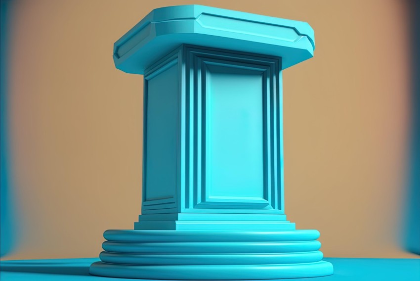 Blue Podium with Transparent Base | Political Minimalism
