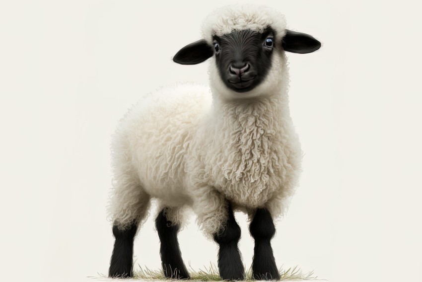 Cute Sheep in Grass - Realistic Precisionist Art