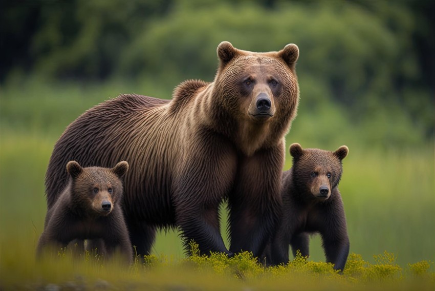 Brown Bears in Grass - Nikon D850 - Soft-Focused Realism