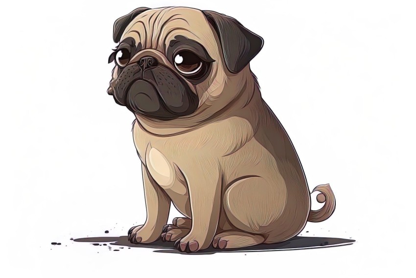 Charming Anime-style Pug Dog Illustration