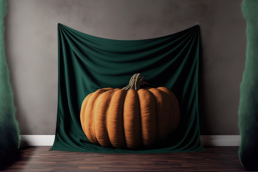Realistic Pumpkin Hanging from Fabric - Dark Green Zbrush Rendering