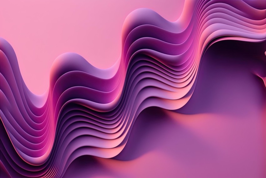 Colorful Layered Forms: 3D Wave Background on Pink