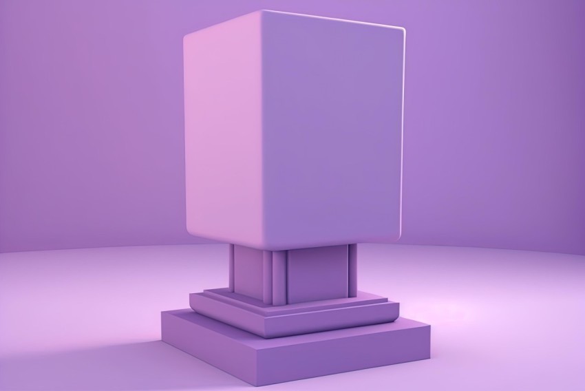 Purple Column Model with Yellow Square | Industrial Product Design