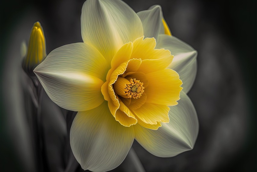 Yellow Flower with Black Background - Fine Lines and Delicate Curves