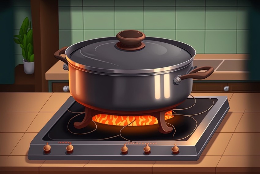 Cooking Chef on Stove - Animated Illustration with Realistic Hyper-Detail