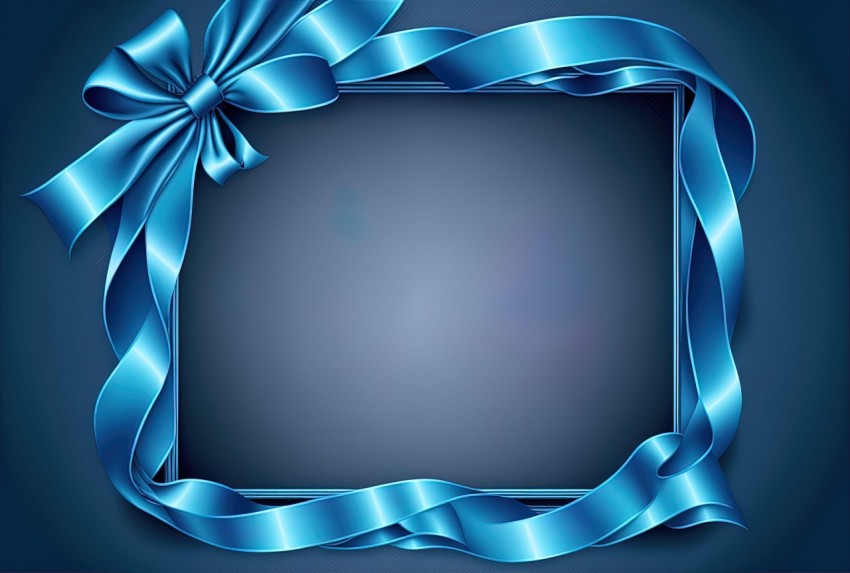 Blue Ribbon Frame with Metallic Finish on Vibrant Backdrop