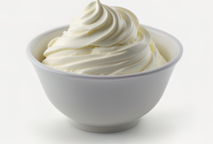 Whipped Cream in White Bowl: Hyperrealist Style