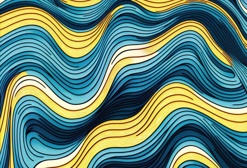 Colorful Edgy Wave Pattern in Woodcut Style | Abstract Art