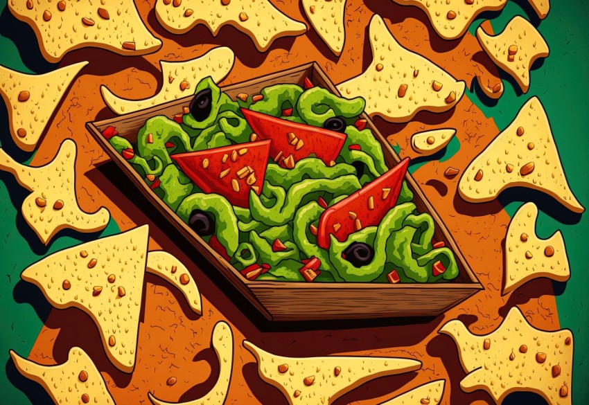 Pop Art Cartoonish Illustration of Taco Salad | Digital Enhancement
