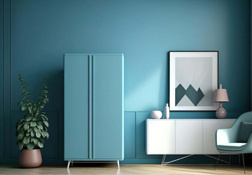 Modern Blue Cabinet Interior Design | Color Field Minimalism