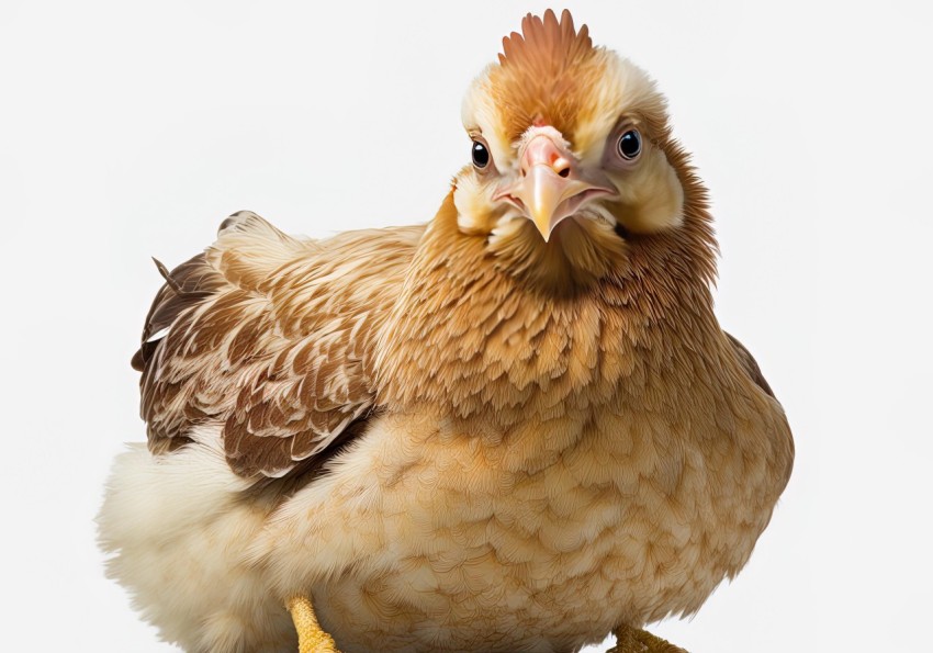 Minimal Retouching: Intense Close-ups of a Chicken in Light Orange and Light Brown
