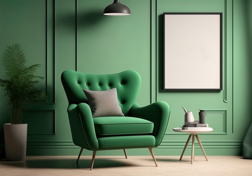 Green Furniture in Modern Interior Design | Classic Photorealistic Rendering