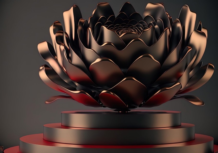 Red Black Metal Flower on Black Podium | Technological Design