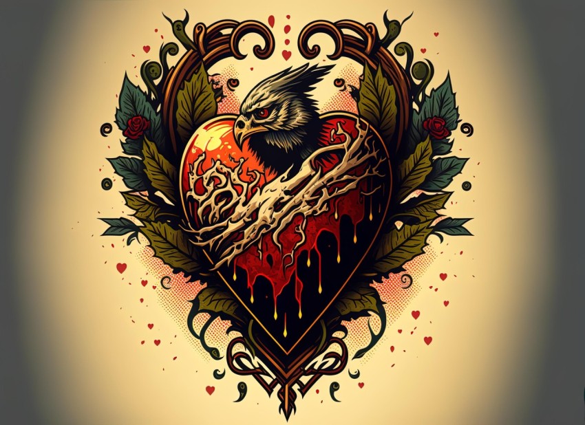 Eagle Heart Tattoo Design | Eerie Metal Illustration