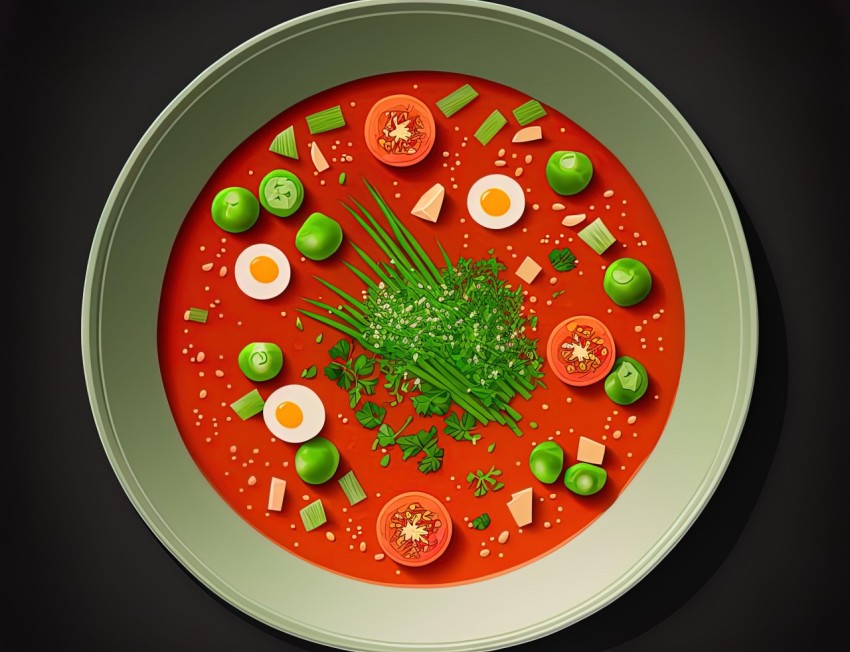 Realistic Soup with Meat, Vegetables, and Eggs - Hyper-Detailed Rendering